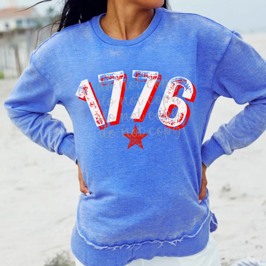1776 distressed with star-DTF&UV
