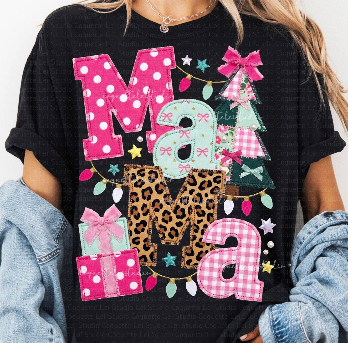 Mama preppy Christmas font- DTF