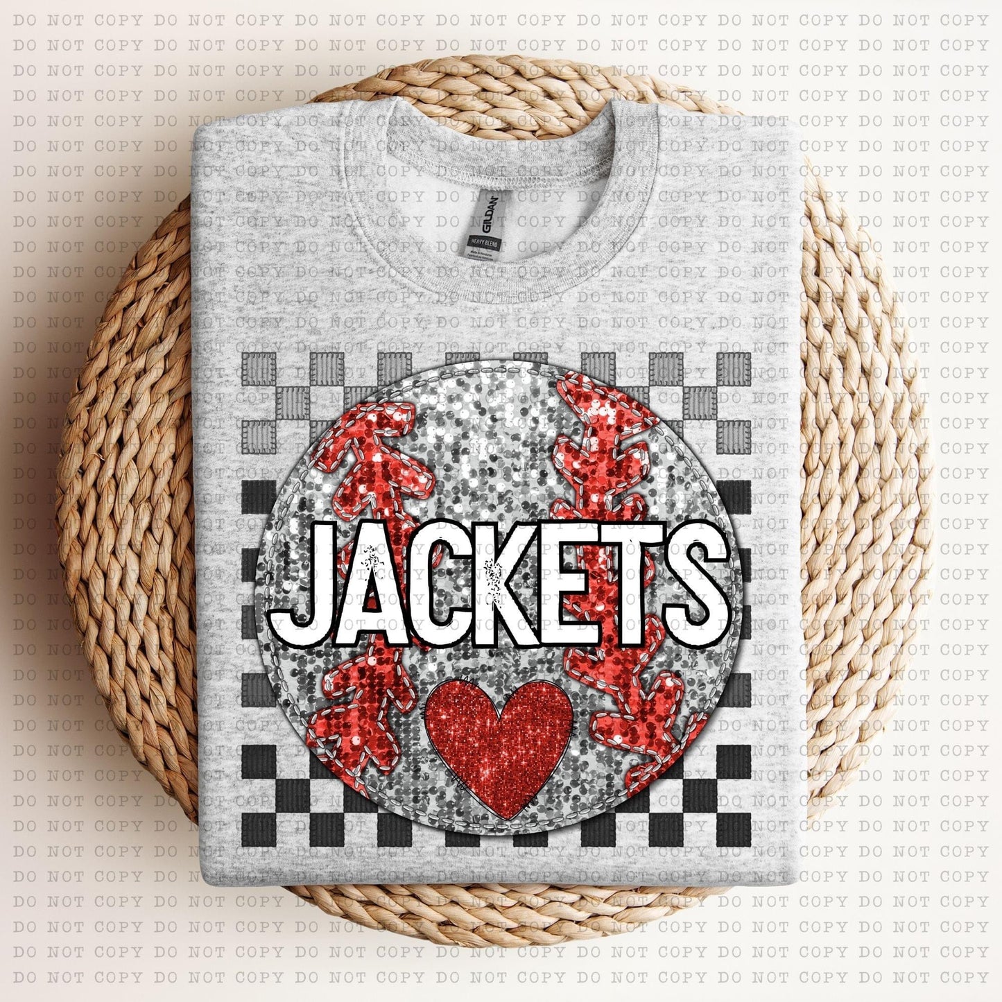Baseball Mascots Faux Embroidery Checkered Sequins -DTF