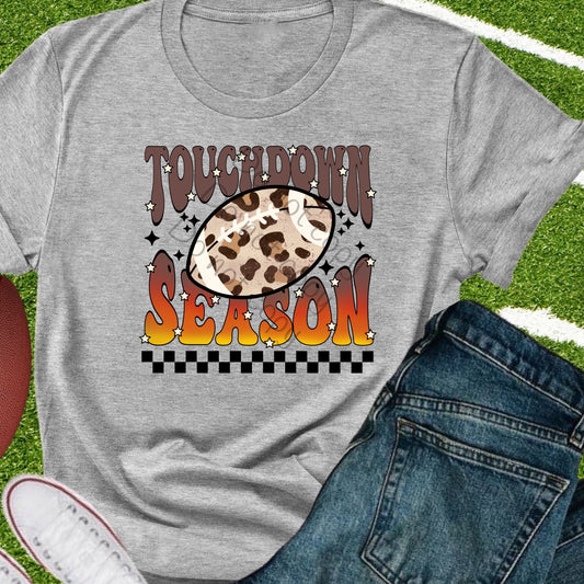 Touchdown season black checker-leopard football-DTF