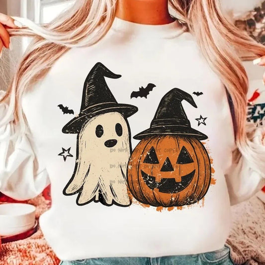 Ghost and pumpkin with witch hats- DTF&UV