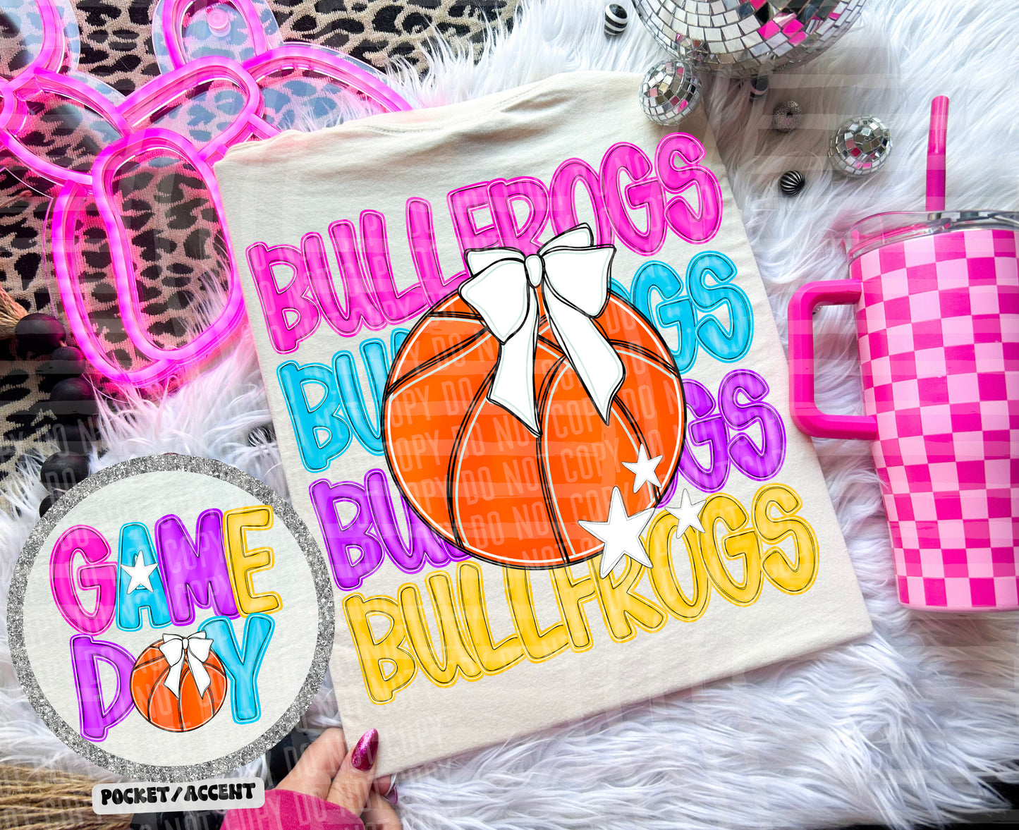 Bright Preppy Basketball(included FRONT AND BACK) DROPDOWN- DTF&UV