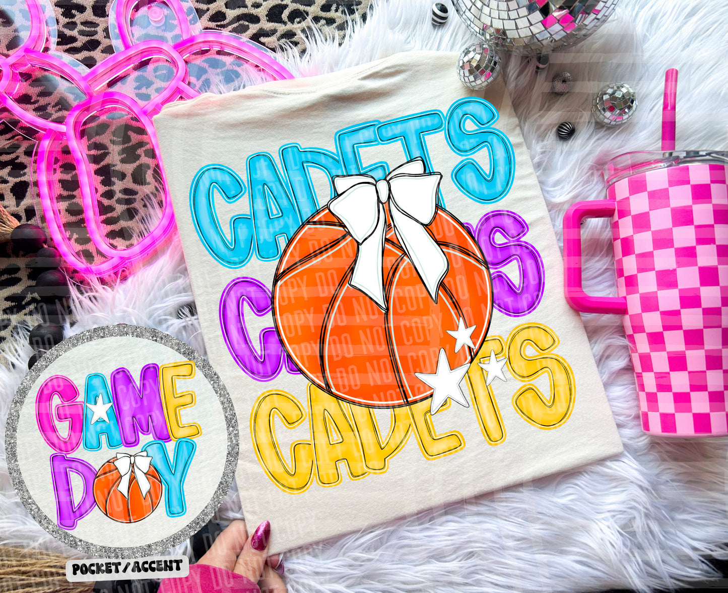 Bright Preppy Basketball(included FRONT AND BACK) DROPDOWN- DTF&UV