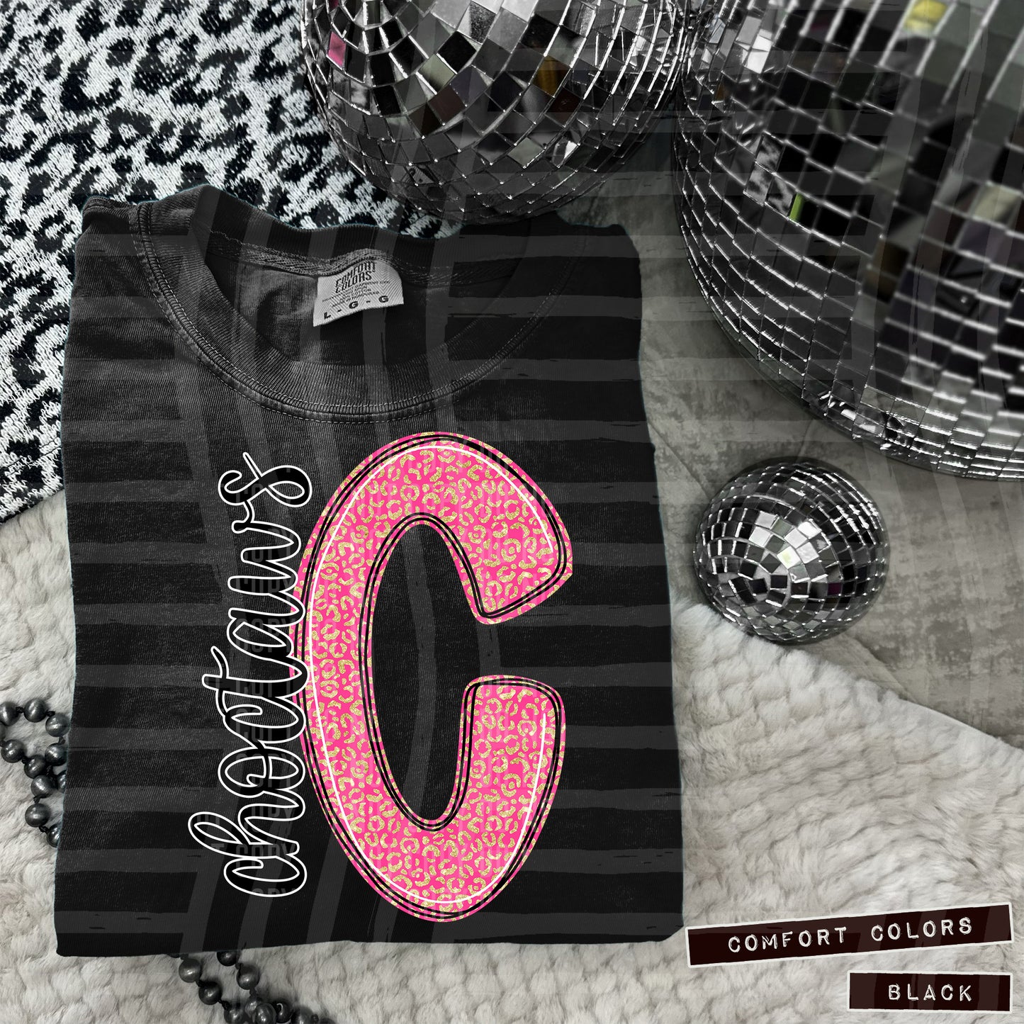 Pink Glitter Leopard Initial or word-CUSTOM: (ANY NAME, ANY MASCOT)-DTF&UV