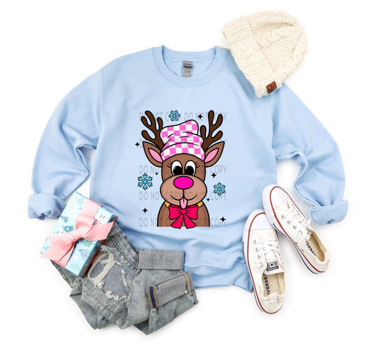 Reindeer Pink Checkered Beanie - DTF