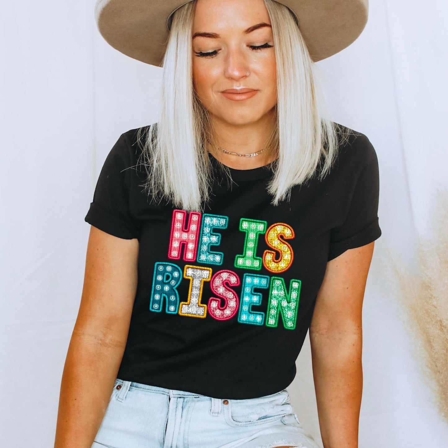 He Is Risen Faux Embroidery DTF