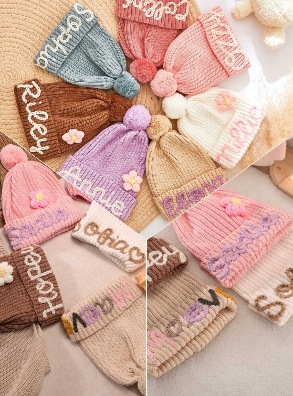 Hand Embroidered Name Beanie-Pre Order
