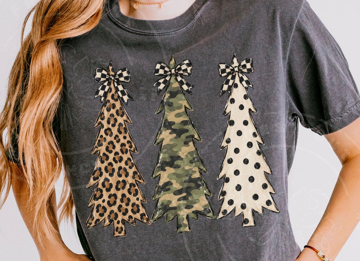 Trio Trees Leopard Camo Polka Dot-DTF&UV