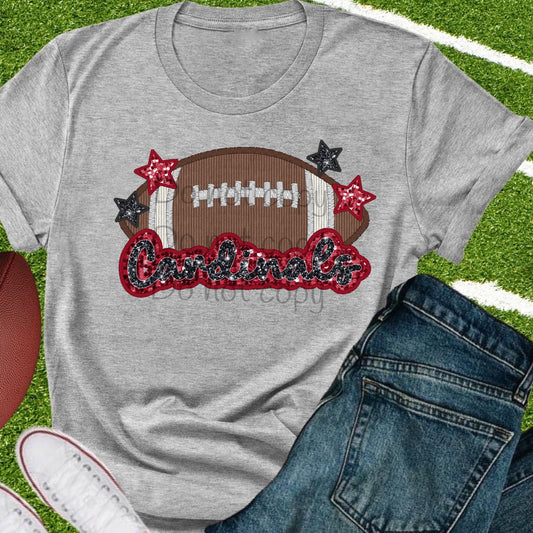 Cardinals stars sequin football-DTF