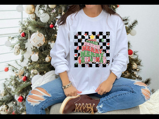 Merry Christmas Stacked Tree Checkered And Leopard - DTF