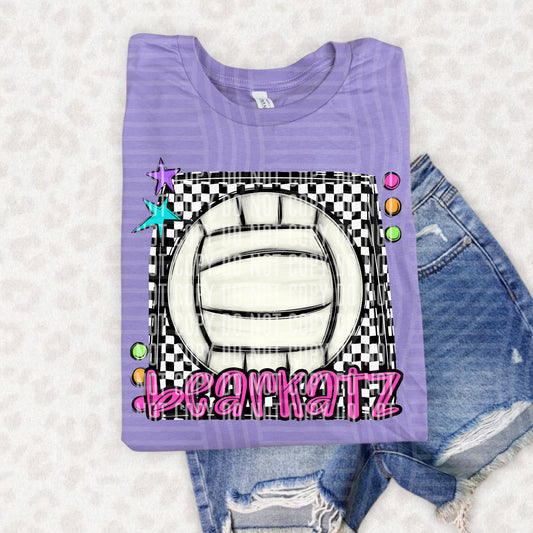 Bright preppy volleyball- (DROPDOWN MASCOT)-DTF&UV