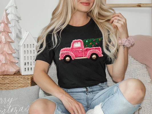 Pink Truck with tree Yarn-DTF&UV