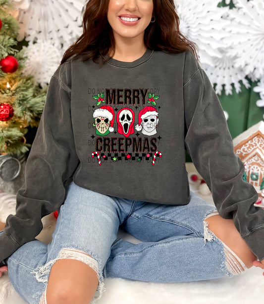 Merry Creepmas With Stars Blk - DTF