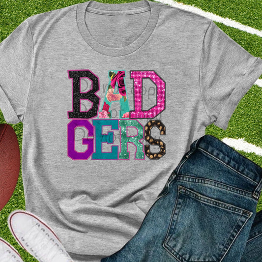 Badgers faux appliqué words-DTF