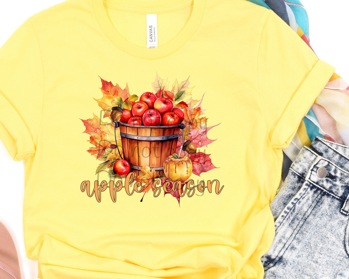 Apple season wooden bucket-DTF