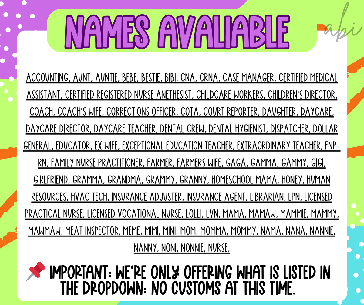Juneberry brushstroke Names/Occupations(Dropdown)-DTF