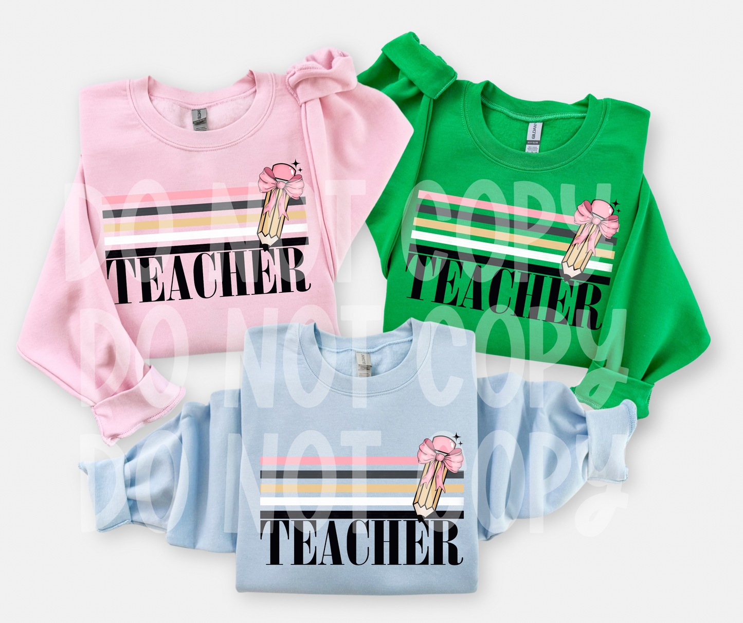 Teacher Pencil Retro Stripe-dtf