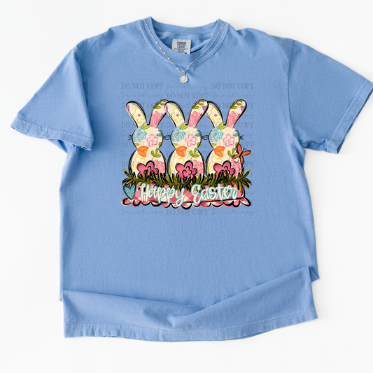 Happy Easter Bunny trio writing-DTF&UV