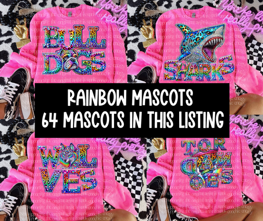 Rainbow Mascots (ALL 67 MASCOTS in this listing)-DTF