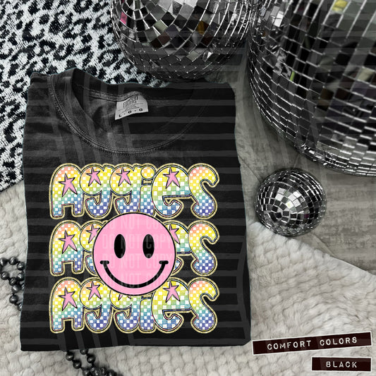 Pink Smiley Triple Stack (Dropdown)- DTF&UV