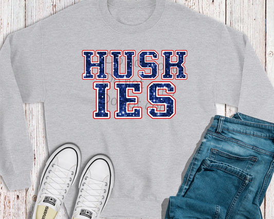 Huskies split sequin-DTF