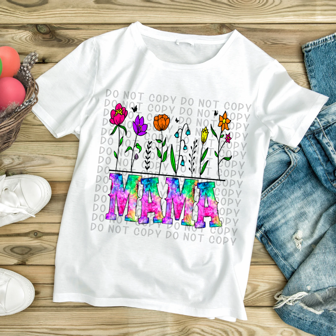 Mama Floral Watercolor Rainbow Tie Dye - DTF