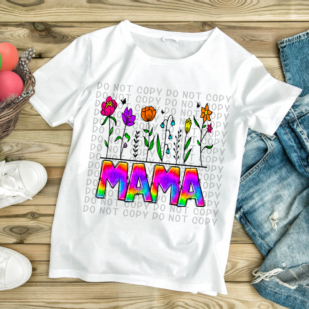 Mama Floral Rainbow Tie Dye - DTF