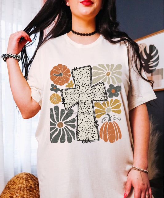 Boho Dotted Cross Floral Fall-DTF