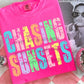 Chasing sunsets colorful distressed-DTF