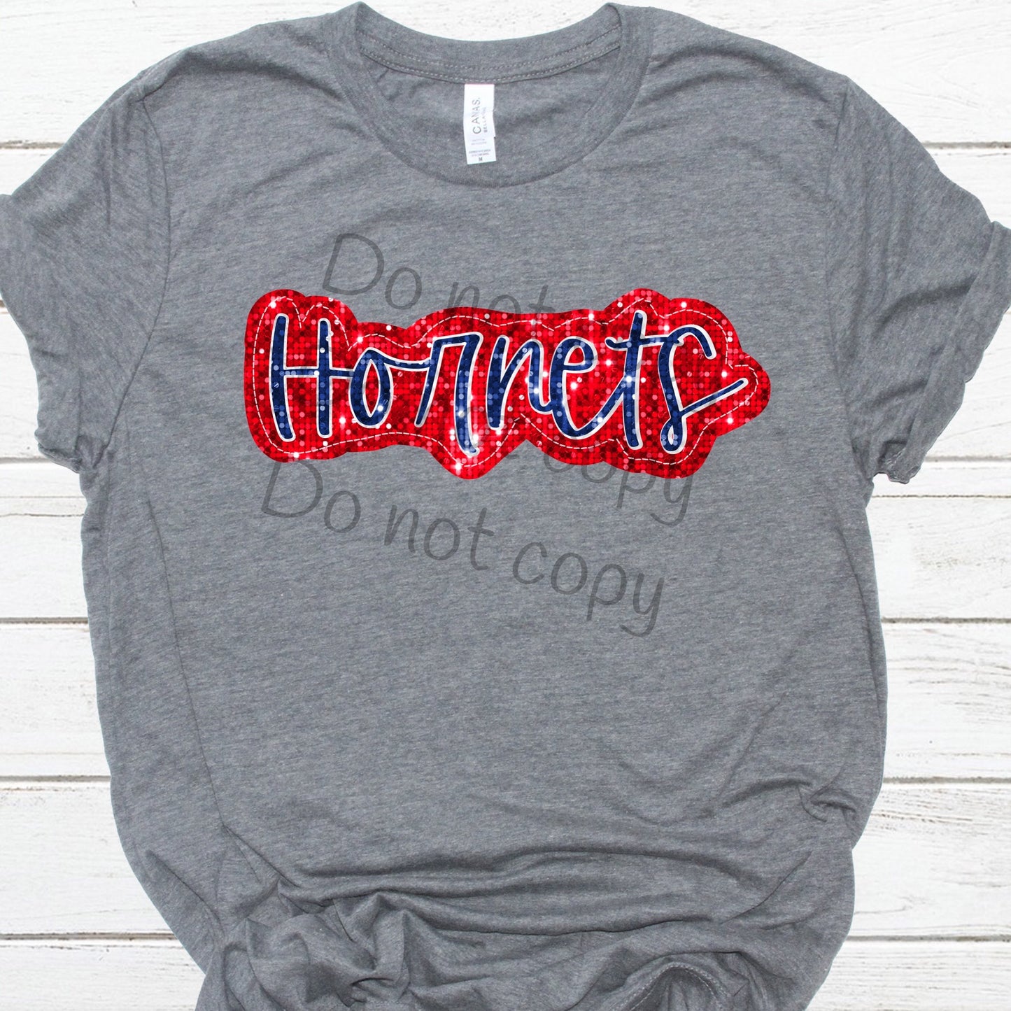 Hornets red blue sequin -DTF