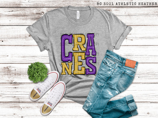 Cranes Purple and Gold - DTF