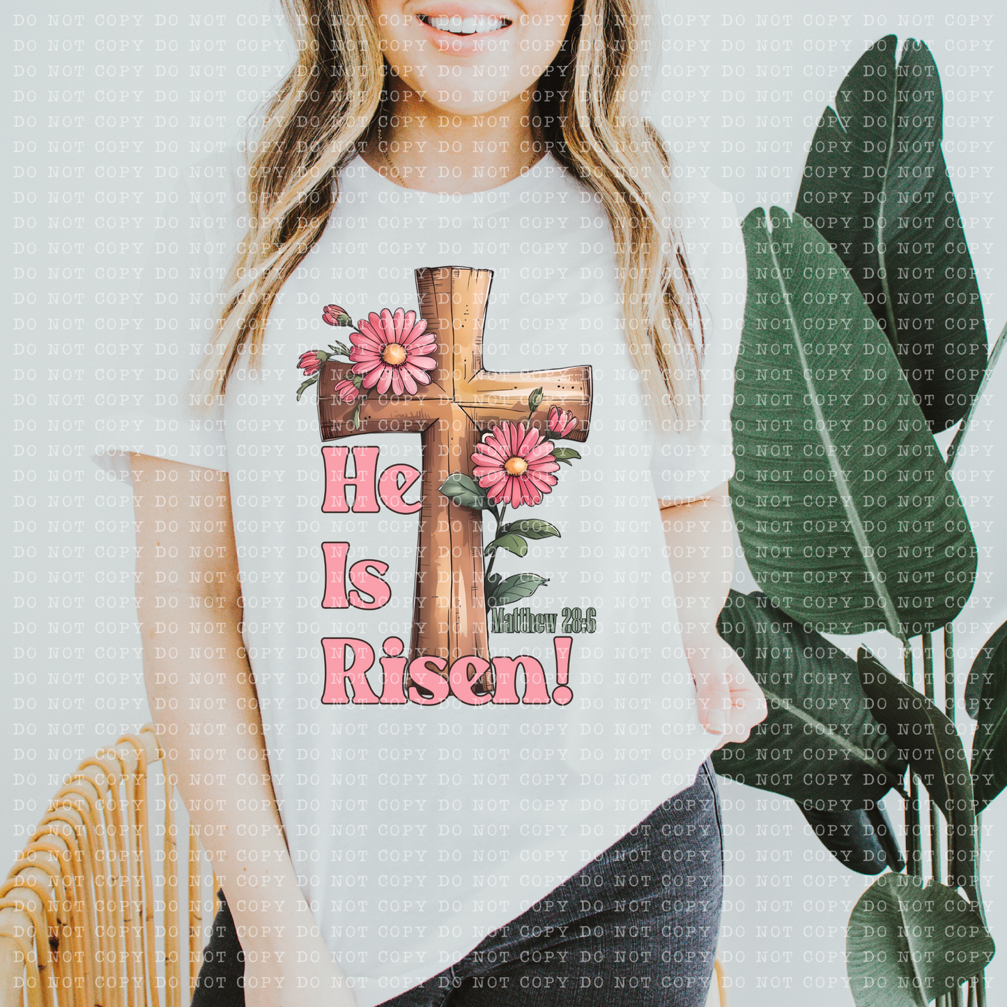 He is Risen cross flowers-DTF