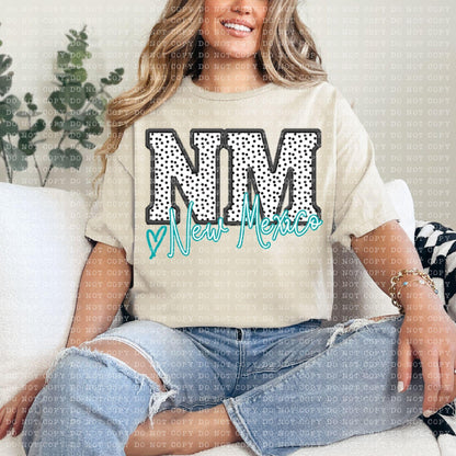 Polka Dotted Faux Embroidery States (ALL STATES)-DTF