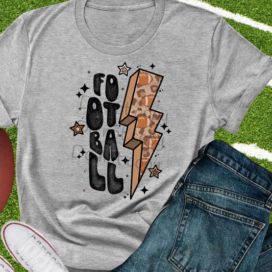 Football distressed black bolt-DTF