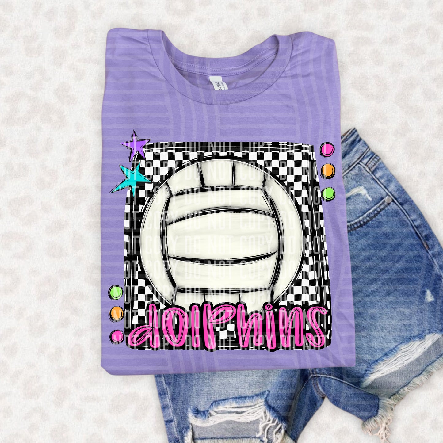 Bright preppy volleyball- (DROPDOWN MASCOT)-DTF&UV