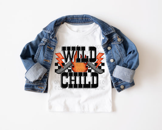 Wild Child Orange Checkered  -DTF