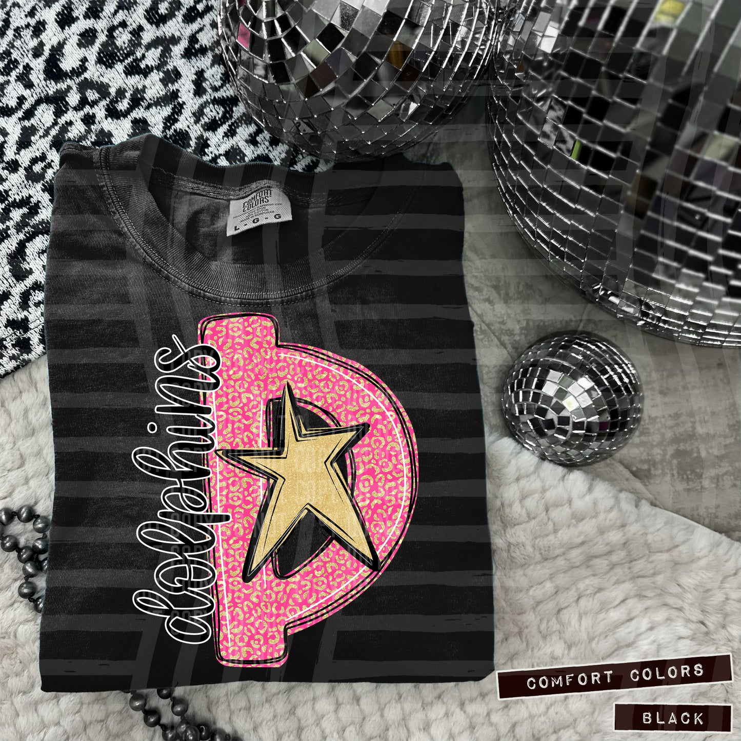 Pink Glitter Leopard Initial or word-CUSTOM: (ANY NAME, ANY MASCOT)-DTF&UV