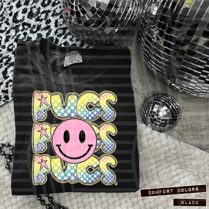 Pink Smiley Triple Stack (Dropdown)- DTF&UV