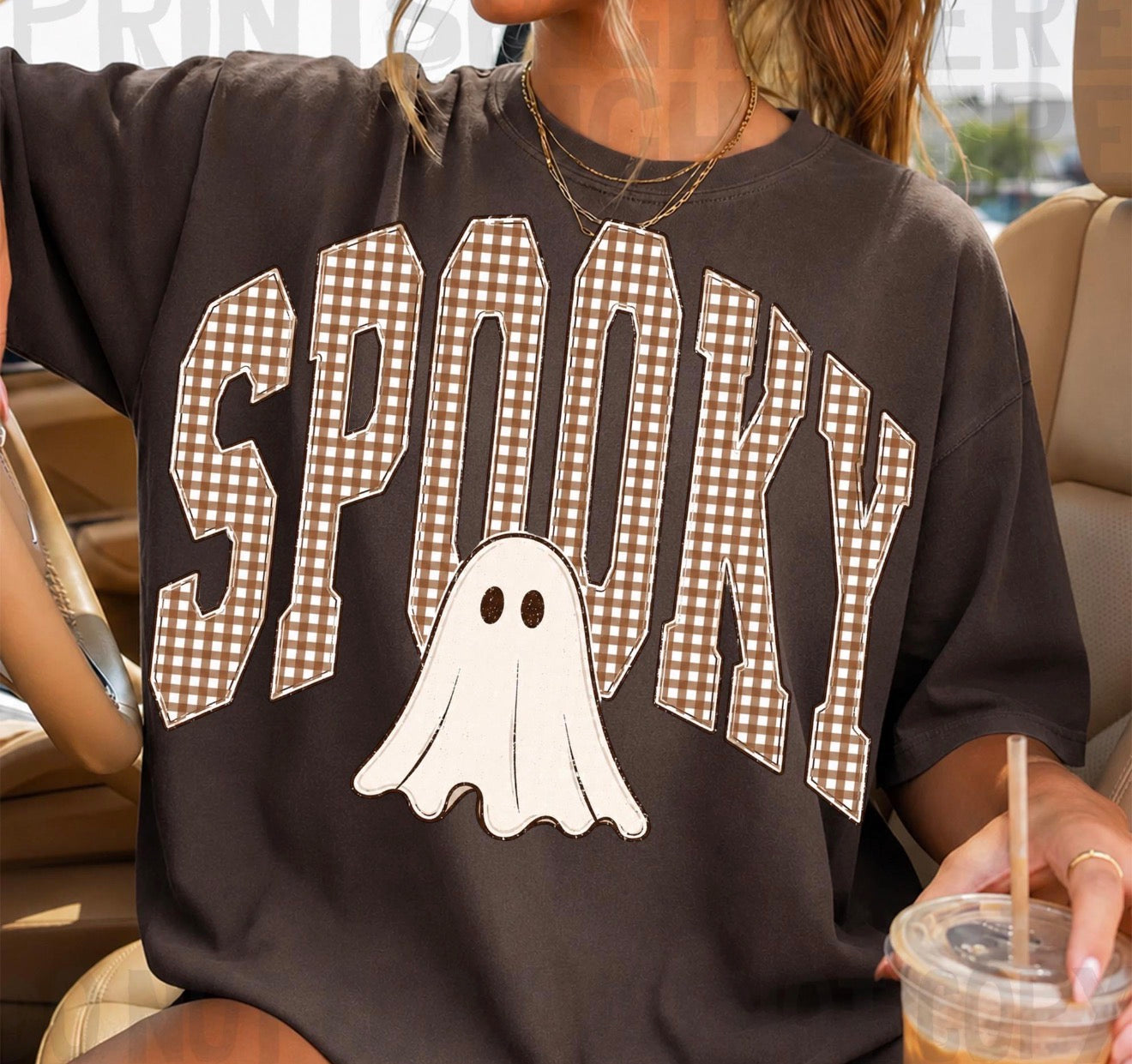 Spooky brown with ghost- DTF&UV
