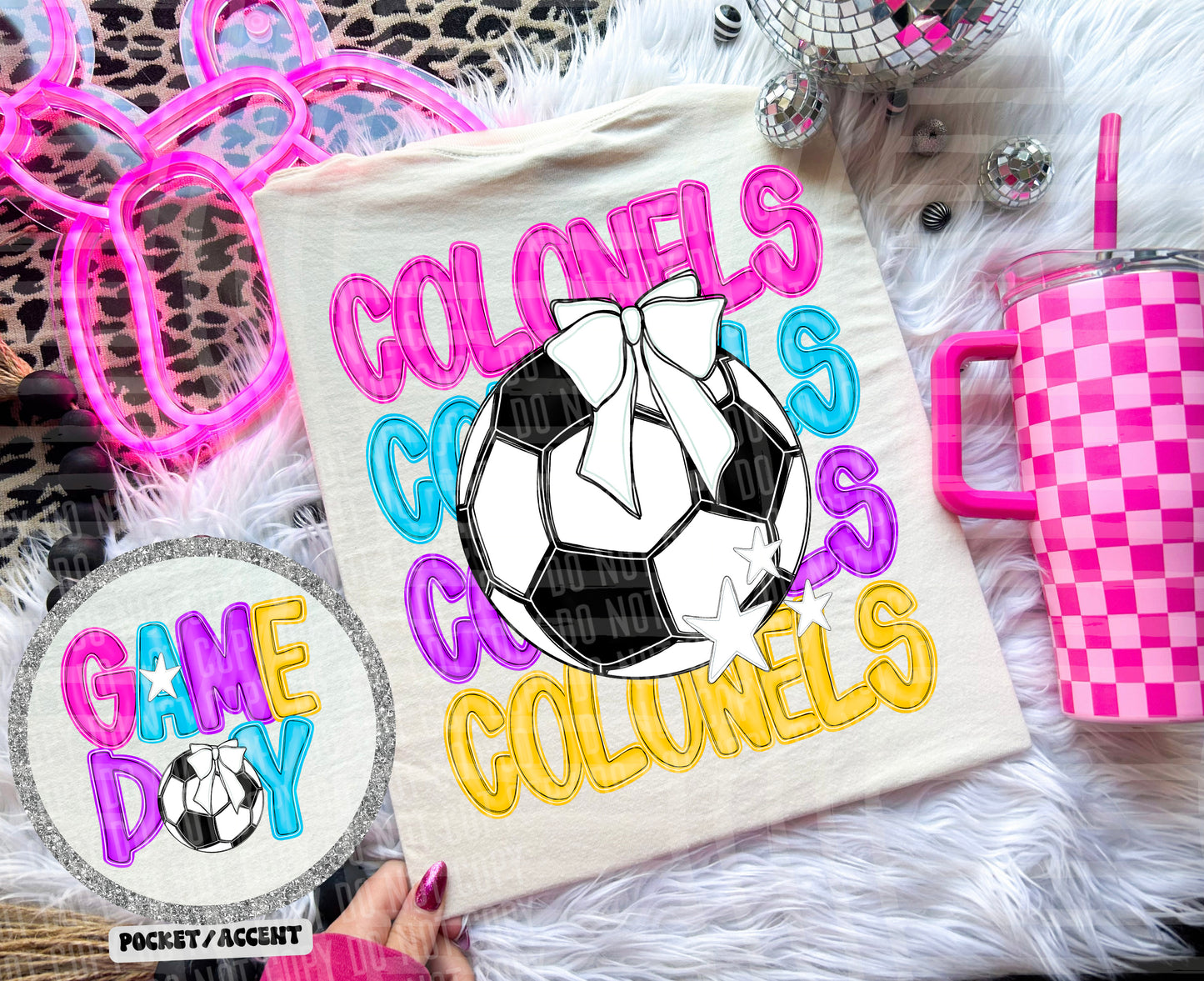 Bright Preppy Soccer(included FRONT AND BACK) DROPDOWN- DTF&UV