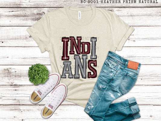 Indians Maroon and Silver - DTF