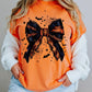 Black and orange lace halloween bow-DTF