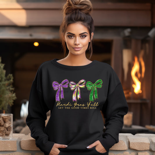 Mardi Gras Y'all Bows-DTF&UV
