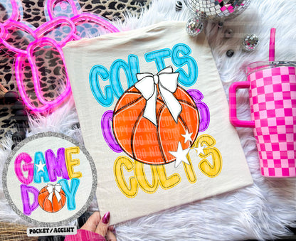 Bright Preppy Basketball(included FRONT AND BACK) DROPDOWN- DTF&UV