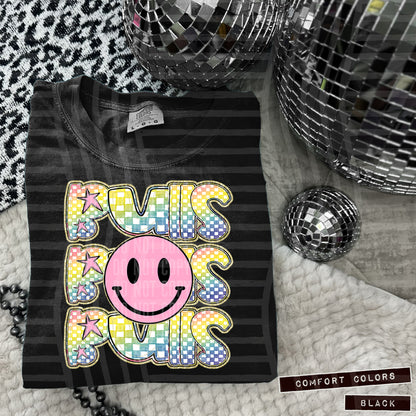 Pink Smiley Triple Stack (Dropdown)- DTF&UV