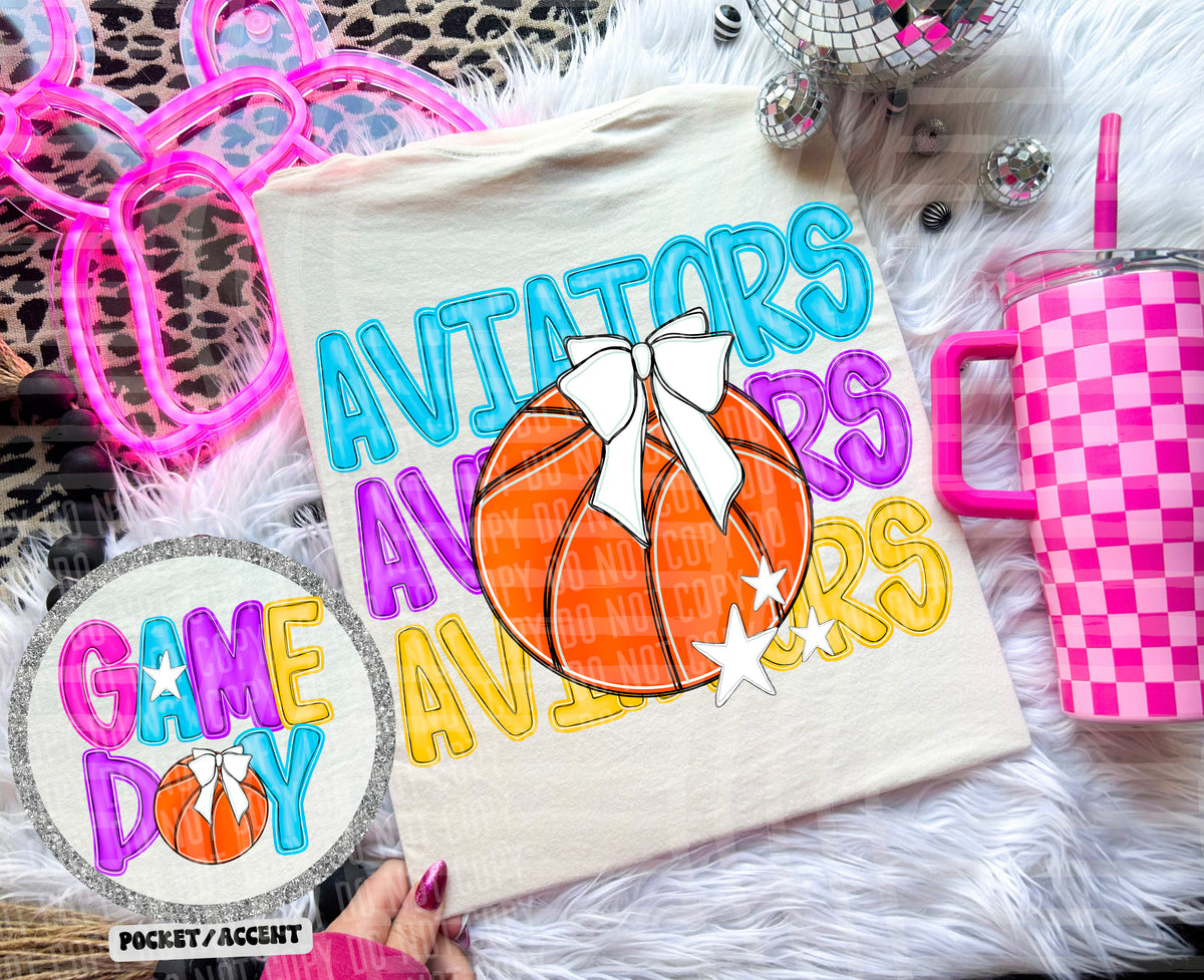 Bright Preppy Basketball(included FRONT AND BACK) DROPDOWN- DTF&UV