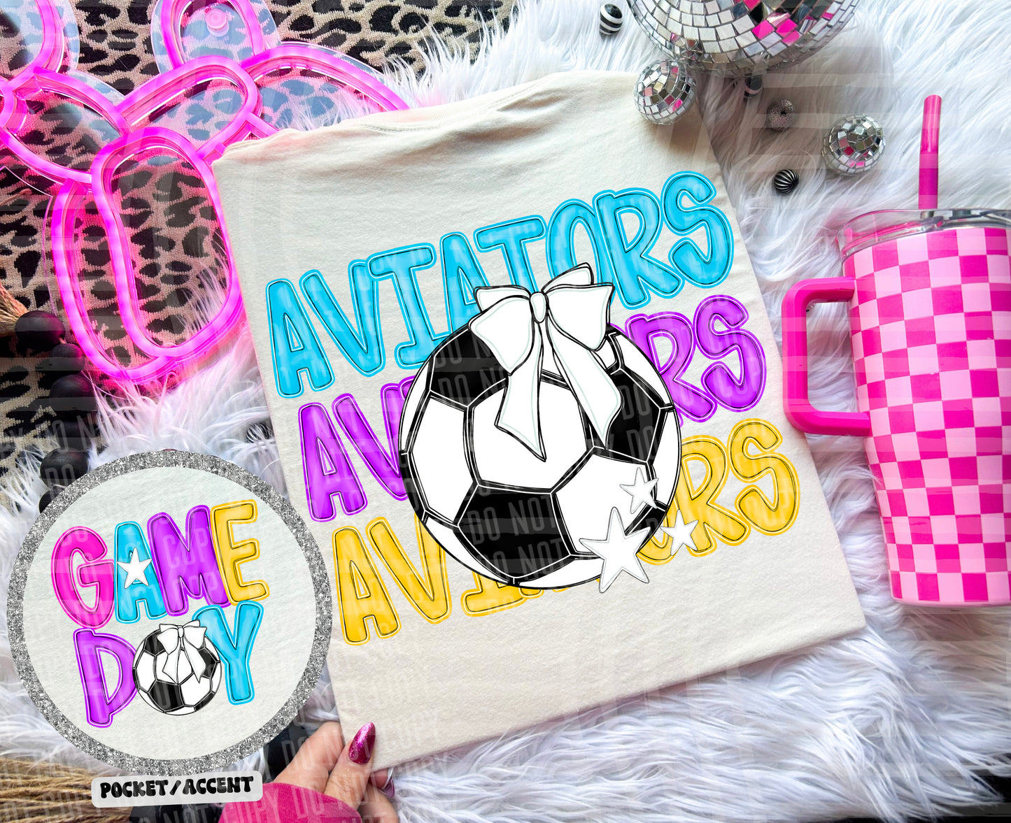 Bright Preppy Soccer(included FRONT AND BACK) DROPDOWN- DTF&UV