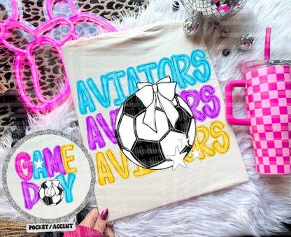 Bright Preppy Soccer(included FRONT AND BACK) DROPDOWN- DTF&UV