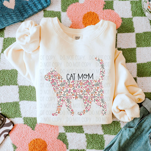 Floral Cat mom Standing-DTF