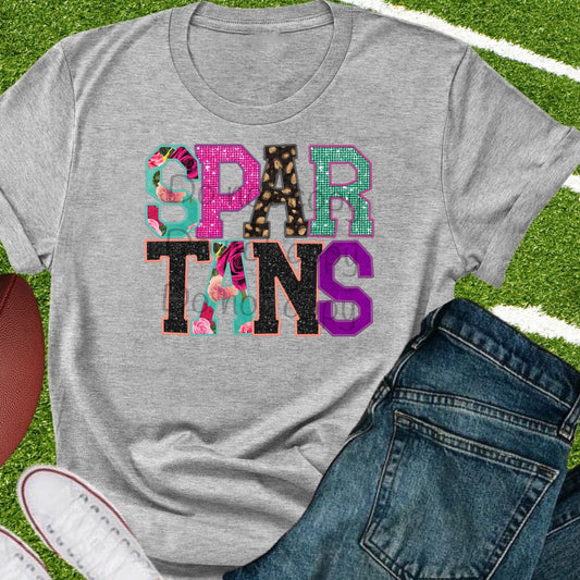 Spartans faux appliqué words-DTF